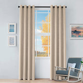 Blackout Senna Solid Textured Grommet Curtain Panels. Set of 2